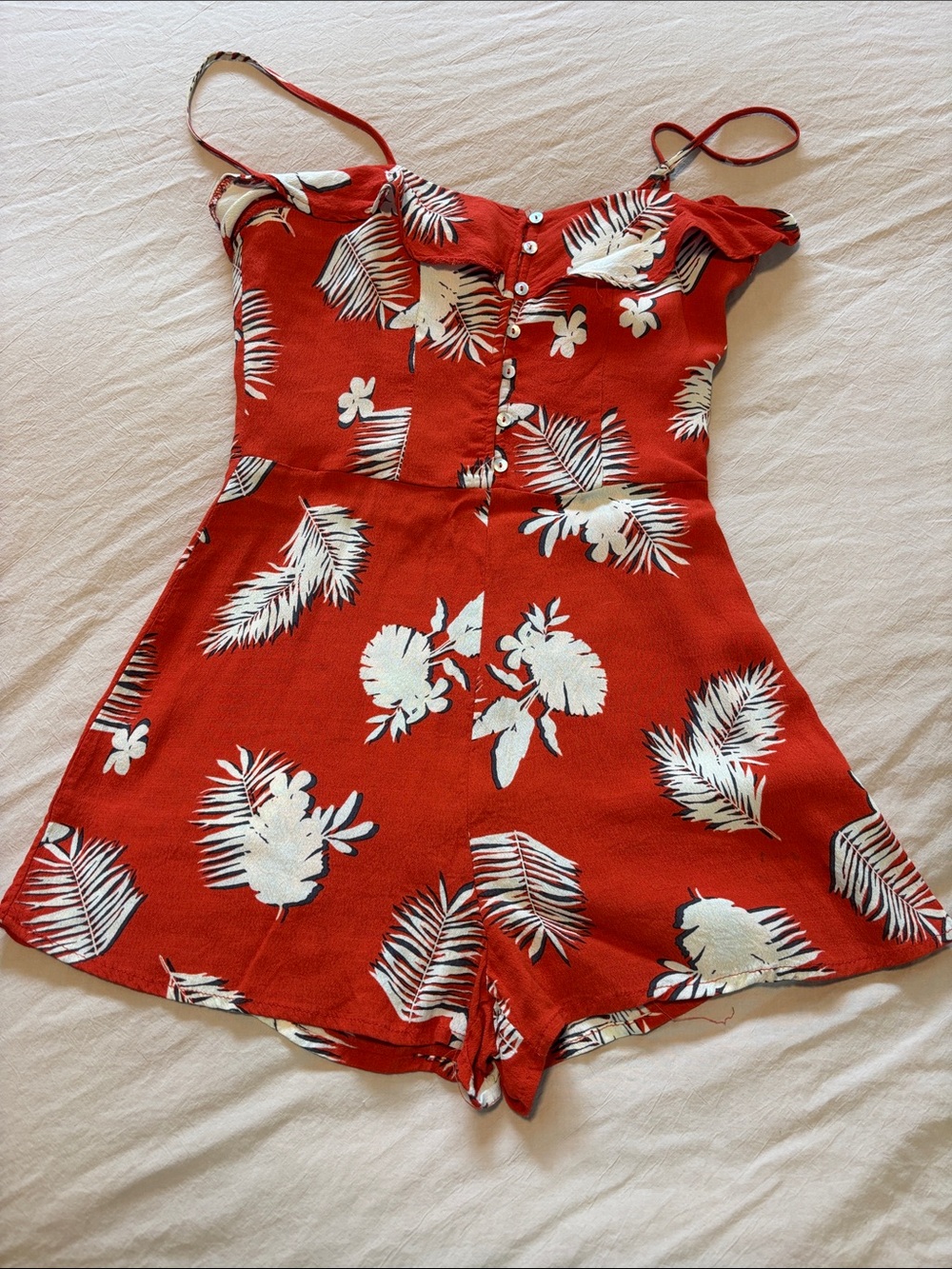 Forever 21 Red Tropical Floral Romper